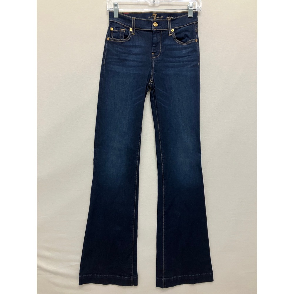 7 For All Mankind Dojo Jeans size 25 Dark Wash Flare Leg Low Rise Y2K